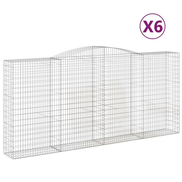 vidaXL Paniers à gabions arqués 6 Pièces 400x50x180/200 cm Fer galvanisé