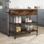 vidaXL Chariot de cuisine chêne fumé 105x42x95 cm bois d'ingénierie