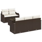 Ensemble de Canapés de Jardin 6 Pièces avec Coussins en Rattan Poly Marron