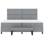 vidaXL Lit avec sommier et banc gris clair 200x200 cm en tissu