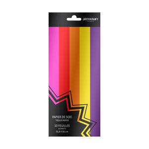 Lot de 10 feuilles de papier de soie - tons chauds