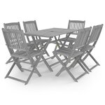 vidaXL Ensemble à manger de jardin 7 Pièces Bois d'acacia massif Gris
