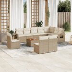 vidaXL Salon de jardin 11 Pièces avec coussins beige résine tressée