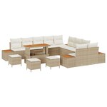 Ensemble de 14 Pièces de Canapés de Jardin avec Coussins Beige Poly Rattan Acacia