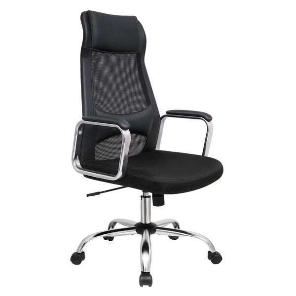 Fauteuil de bureau en toile chaise ergonomique siège pivotant réglable mécanisme basculant respirant avec appui-tête support lombaire pour bureau charge 140 kg noir 12_0001372