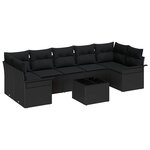 Ensemble de Canapés de Jardin de 8 Pièces avec Coussins Noir Poly Rotin