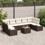 vidaXL Ensemble de canapés de jardin 8 pièces avec coussins marron en rattan poly
