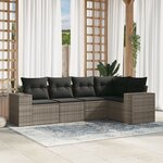 vidaXL Salon de jardin 5 Pièces avec coussins gris résine tressée