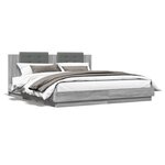 vidaXL Cadre de lit avec LED sans matelas sonoma gris 160x200 cm