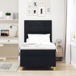 vidaXL Lit avec sommier et matelas noir simple en tissu
