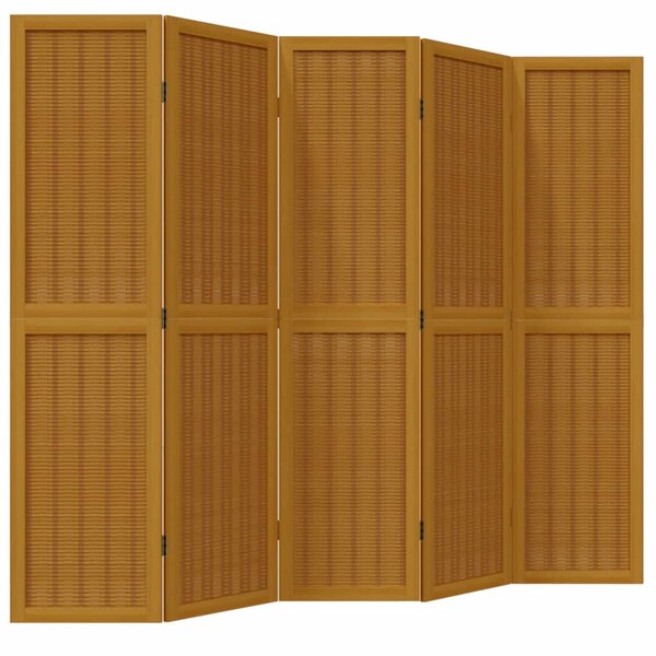 vidaXL Cloison de séparation 5 panneaux marron bois paulownia massif