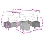 vidaXL Ensemble de canapé de jardin 6 pièces avec coussins beige poly rattan acacia