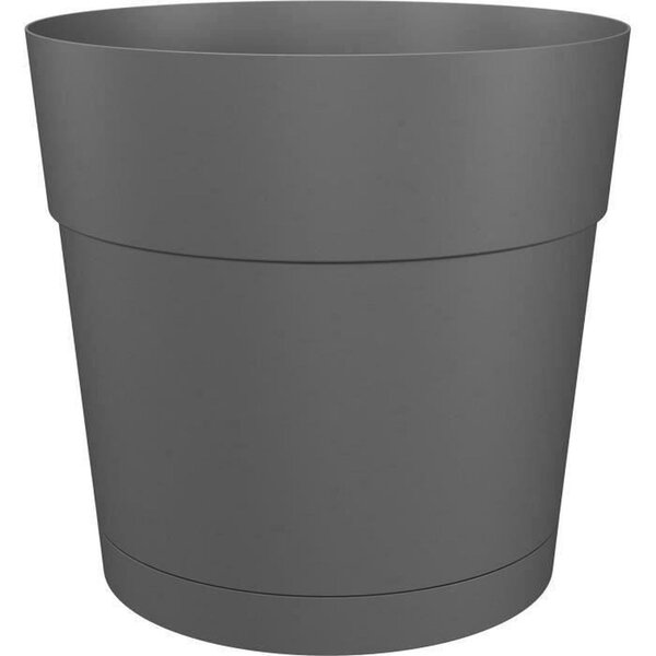 Pot à fleurs et plantes rond plastique - Réservoir d'eau - Ø 50 cm - Anthracite
