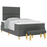 vidaXL Lit à ressorts avec matelas et banc gris foncé 120x200 cm tissu