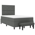 vidaXL Lit à ressorts avec matelas et banc gris foncé 120x200 cm en tissu