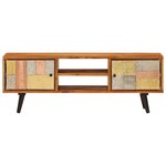 vidaXL Meuble TV avec portes 112x30x40cm bois d'acacia massif et métal