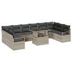 Ensemble de canapé de jardin vidaXL 11 pièces avec coussins Gris clair Poly Rotin