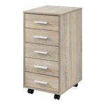 Caisson à roulettes mobile avec 5 tiroirs en MDF 63 cm beige 03_0001246