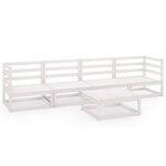Salon de jardin meuble d'extérieur ensemble de mobilier 5 pièces blanc bois de pin massif 02_0016517