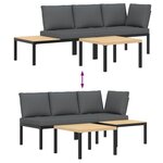 vidaXL Salon de jardin 3 Pièces avec coussins noir aluminium