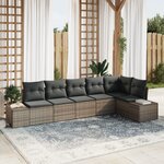 vidaXL Set de canapé de jardin 6 pièces coussins gris poly rotin