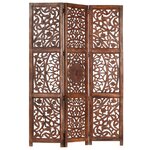 vidaXL Cloison de séparation 3 panneaux Marron 120x165cm Bois manguier