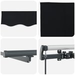 vidaXL Auvent Rétractable Manuel avec LED Noir 350x250 cm