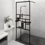 vidaXL Paroi de douche avec étagère Noir 80x195 cm Verre ESG&Aluminium