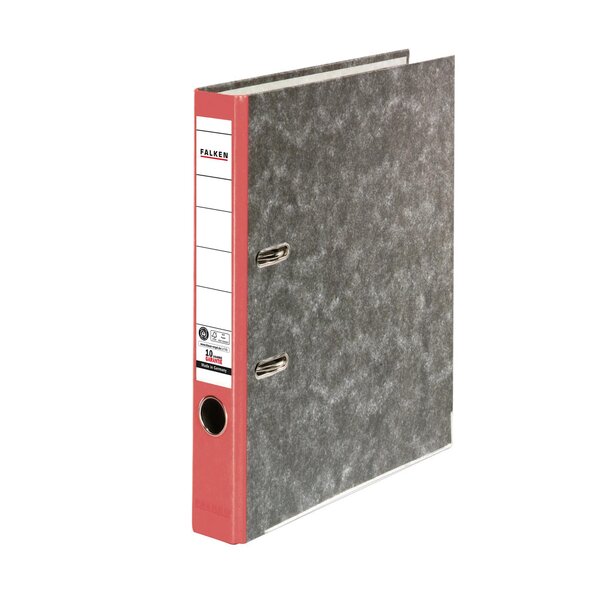Classeur À Levier Papier Marbré A4 Recycling - Gris-dos Rouge - X 25 - Falken