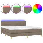 vidaXL Sommier à lattes de lit avec matelas LED Taupe 160x200 cm Tissu