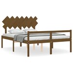 vidaXL Lit pour personne âgée sans matelas marron miel bois massif