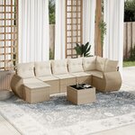vidaXL Salon de jardin avec coussins 8 Pièces beige résine tressée