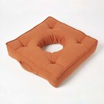 Coussin bouée en velours de coton - Orange - HOMESCAPES