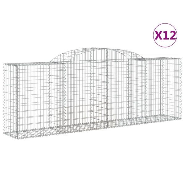 vidaXL Paniers à gabions arqués 12 Pièces 300x50x100/120 cm fer galvanisé