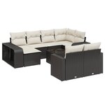vidaXL Salon de jardin 11 Pièces avec coussins noir résine tressée