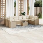 vidaXL Salon de jardin 11 Pièces avec coussins beige résine tressée