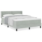Lit Box Spring vidaXL avec Matelas Gris clair 160x200 cm Velours