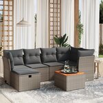 vidaXL Salon de jardin avec coussins 7 Pièces gris résine tressée