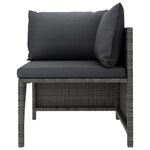vidaXL Salon de jardin 3 Pièces avec coussins Résine tressée Gris