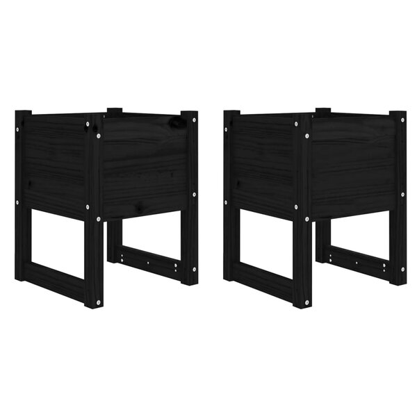 vidaXL Jardinières 2 Pièces Noir 40x40x52 5 cm Bois massif de pin