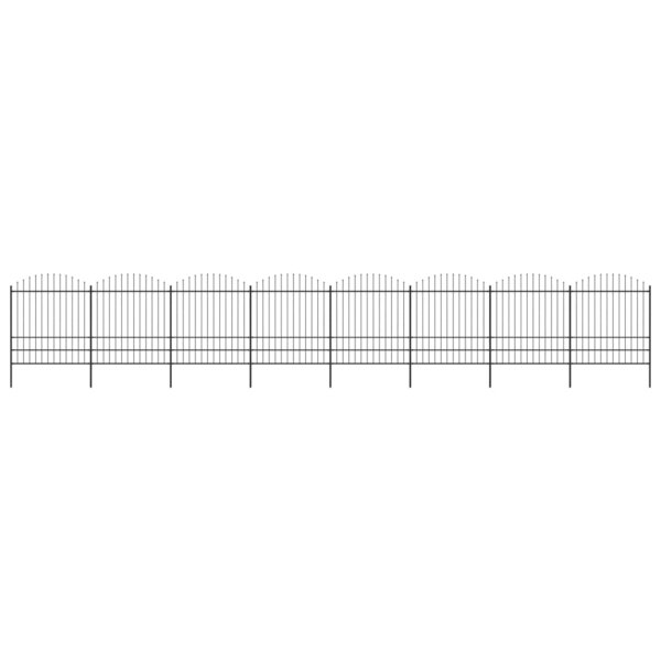 vidaXL Clôture de jardin à dessus en lance Acier (1 75-2)x13 6 m Noir