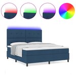 vidaXL Lit à sommier avec matelas & LED bleu 180x200 cm Tissu