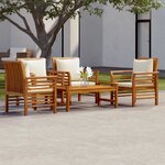 vidaXL Salon de jardin avec coussins 5 Pièces Bois d'acacia solide