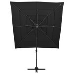 vidaXL Parasol de jardin à 4 niveaux avec mât en aluminium noir