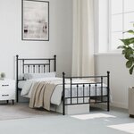 vidaXL Cadre de lit métal sans matelas avec pied de lit noir 80x200 cm