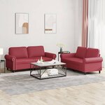 vidaXL Ensemble de canapés 2 Pièces et coussins Rouge bordeaux Similicuir