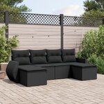 vidaXL Salon de jardin 6 Pièces avec coussins noir résine tressée