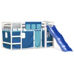 vidaXL Lit mezzanine enfants et rideaux bleu 90x190cm bois pin massif