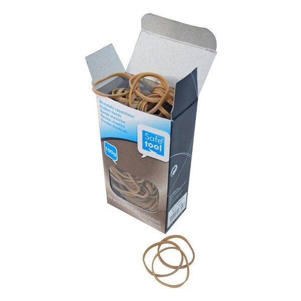 Boîte 100 g bracelets caoutchouc blond 60 x 1.2 x 1.8 mm SAFETOOL