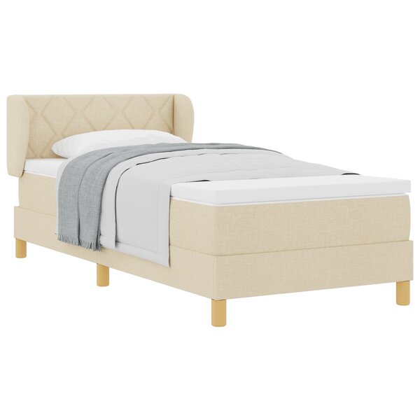 lit à ressort vidaXL avec matelas - Crème 100x200 cm Tissus